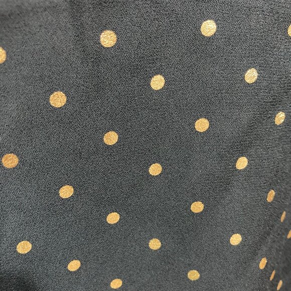 June + Vie Womens Blouse Wrap Top Black Gold Metallic Sheer Polka Dot 24W - Picture 11 of 11